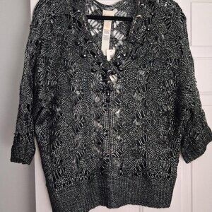NWT Chico's Embellished Open Knit Pullover - Chico's Size 1 or regular Sz 8